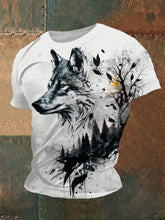 Herren Wolf Wald Kunstdruck T-Shirt